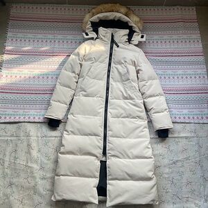 Canada Goose Cream Long Puffer Jacket